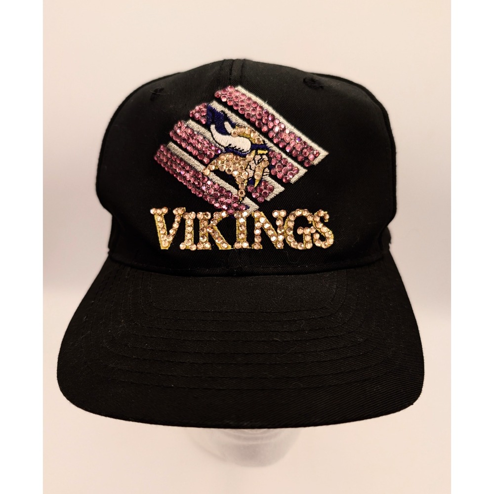 American Needle Minnesota Vikings Rhinestone Snapback Hat Black NFL Vintage Cap